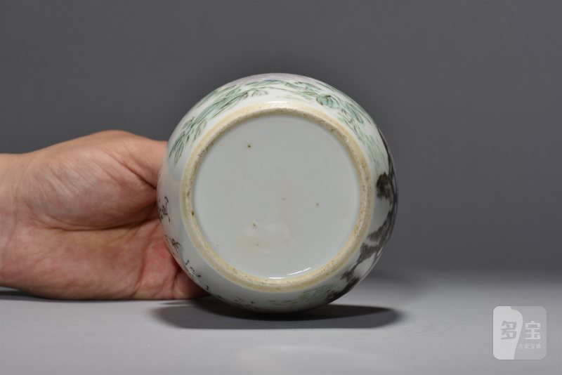 清光绪 南岸道人浅绛彩洞石花鸟纹盖罐 - 图6
